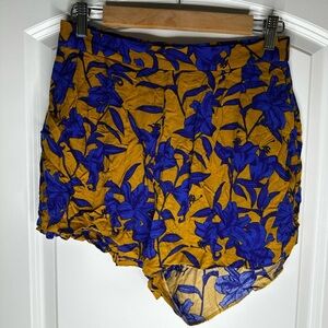 H&M Floral Women's Shorts in Cobalt Blue & Yellow Boho Y2K Sz 8 Fall